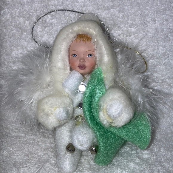 2008 bradford editions snow flake angel babies nap time feather wing ornament - Picture 1 of 6